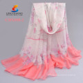 Lingshang CDX008 Großhandelsneue Art und Weiseentwurfsart-Mädchenkleid-Seide glauben Digitaldruck Chiffon- Schal